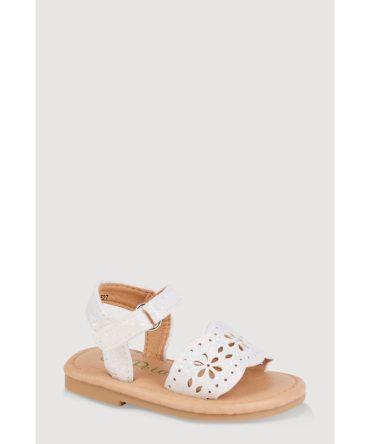 Baby Girls Laser Cut Flower Band Ankle Strap Sandals