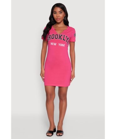 Brooklyn New York Graphic Short Sleeve T Shirt Dress