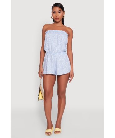 Chic Ditsy Floral Ruffle Tube Romper