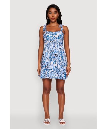 Chic Floral Tie Strap Sundress with Ruffles