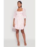Abstract Leaf Print Cut Out Off The Shoulder Sundress