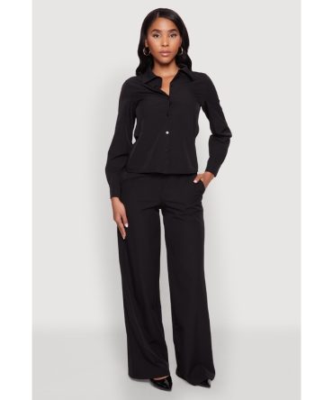 Daisy Nylon High Waisted Wide Leg Pants