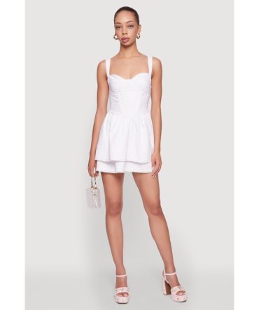 Floral Eyelet Tiered Bustier Skater Dress