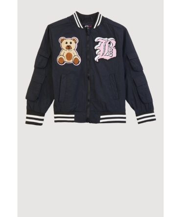 Girls Initial B Chenille Patch Varsity Bomber Jacket