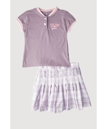 Girls New York Dreamer Graphic Top and Plaid Skort