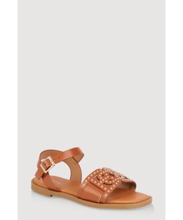 Girls Studded Cut Out Band Ankle Strap Sandals