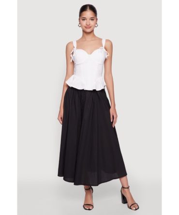 Iris Peplum Bustier Top with Padded Cups and Tie Straps