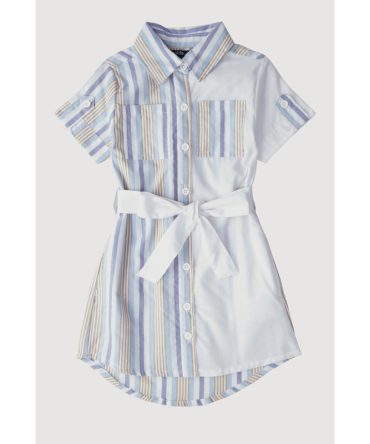 Little Girls Color Block Striped Shirt Dress