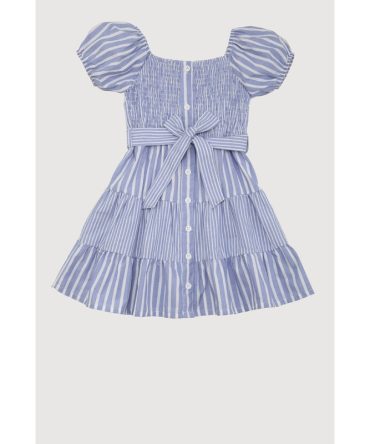 Little Girls Smocked Button Front Tiered Dress