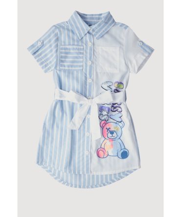 Little Girls Striped Sassy Vibes Graphic Shirt Dress