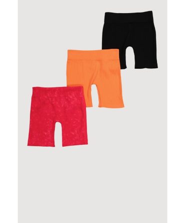 Little Girls Trendy Ribbed Knit Seamless Shorts 3 Pack