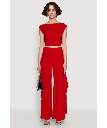 Palazzo Pants with Wide Leg and Asymmetrical Design