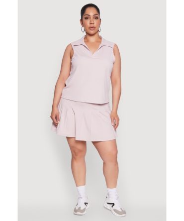 Plus Size Active High Waisted Pleated Skort