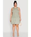 Plus Size Zebra Print Square Neck Cami Dress with Cargo Pockets