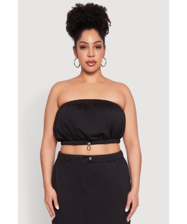 Plus Size Almost Famous Toggle Drawstring Bandeau Top