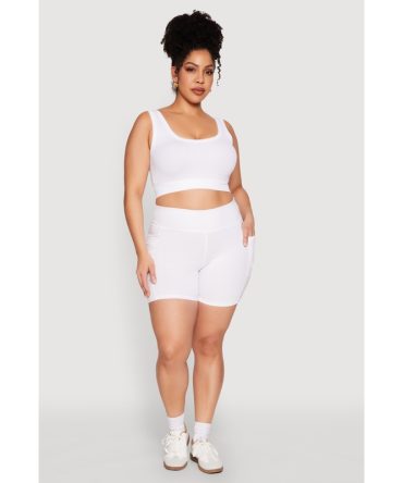 Plus Size Side Pocket Biker Shorts