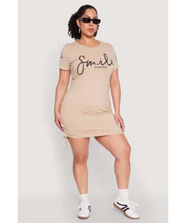 Plus Size Smile Everyday Graphic T Shirt Dress