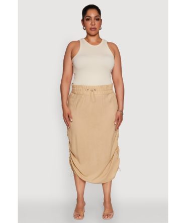 Plus Size Trendy Toggle Drawstring High Waisted Utility Skirt