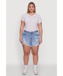 Plus Size Varsity Stripe Short Sleeve Mesh Top