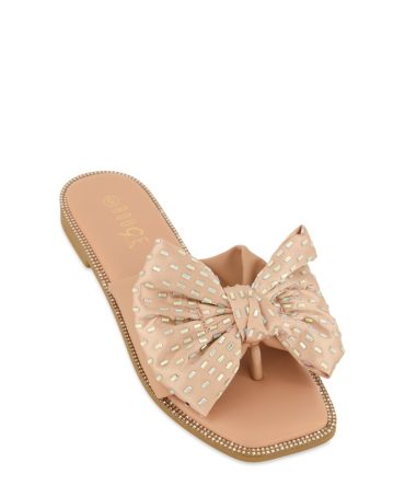 Rhinestone Bow Thong Slide Sandals