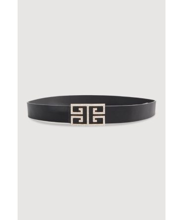 Rhinestone Studded Greek Key Buckle Faux Leather Belt
