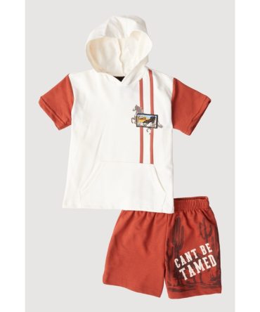Toddler Boys Cant Be Tamed Hooded Tee and Shorts