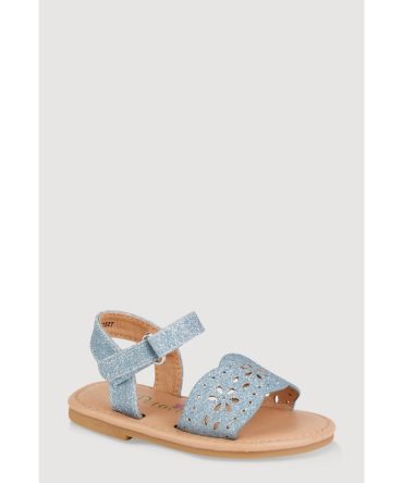 Toddler Girls Laser Cut Flower Glitter Band Sandals