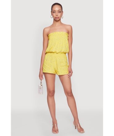 Trendy Ditsy Floral Ruffle Tube Romper