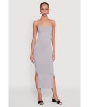 Trendy Textured Knit Tie Back Cut Out Maxi Dress