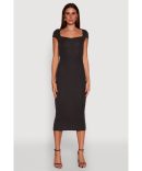 Trendy Textured Knit Tie Back Cut Out Maxi Dress
