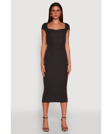 Trendy Textured Knit Tie Back Cut Out Maxi Dress