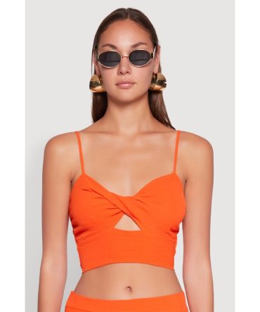 Airy Twist Front Crop Top