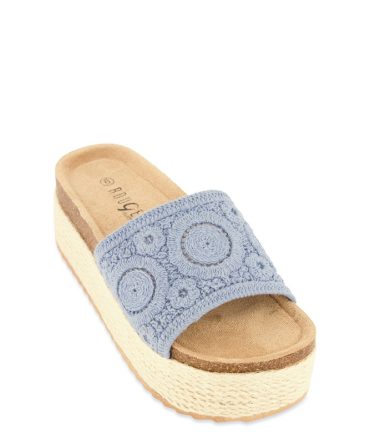 Crochet Band Platform Slide Sandals