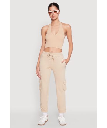 Fleece Cargo Drawstring Joggers