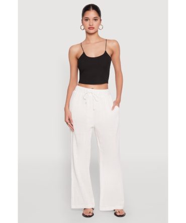 Gauze Knit Wide Leg Pants