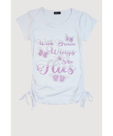 Girls 3D Butterfly Rhinestone Graphic Top