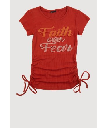 Girls 3D Faith Over Fear Graphic Top