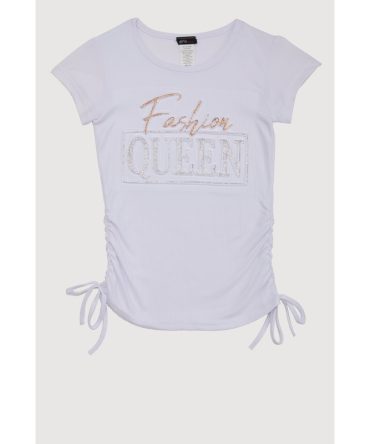 Girls 3D Fashion Queen Rhinestone Graphic Top