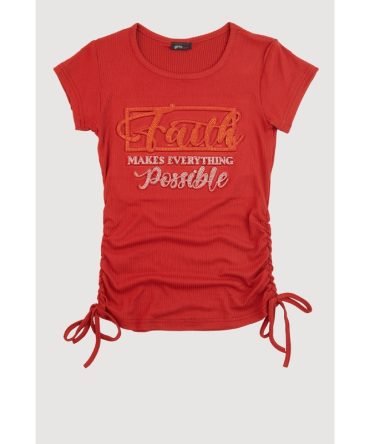 Girls 3D Rhinestone Faith Graphic Tee
