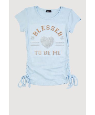 Girls 3D Rhinestone Heart Graphic Top