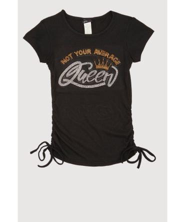 Girls 3D Rhinestone Queen Graphic Top