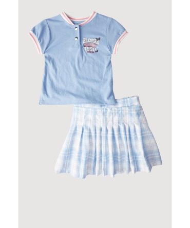 Girls Blessed Everyday Graphic Top and Plaid Skort