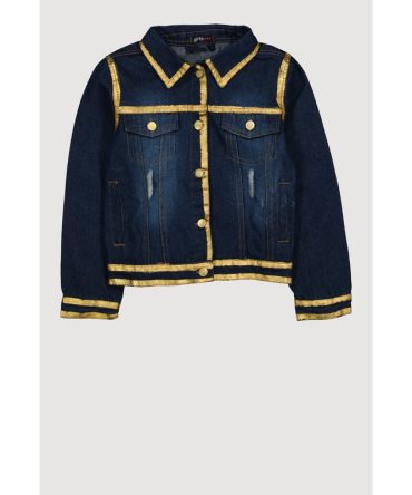 Girls Gold Trim Denim Jacket