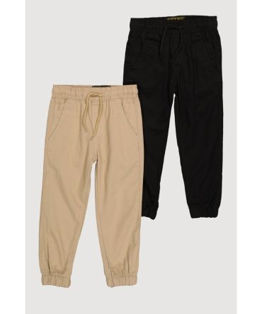 Little Boys Twill Drawstring Joggers 2 Pack