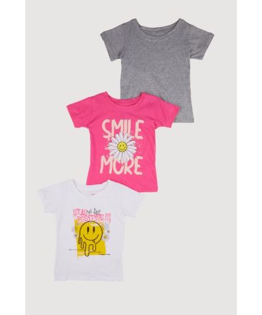 Little Girls Smile More Graphic Tees 3 Pack