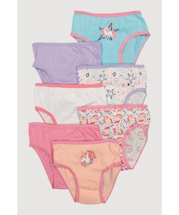 Little Girls Unicorn Graphic Print Panties 7 Pack