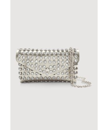 Rhinestone Studded Mini Envelope Crossbody Bag