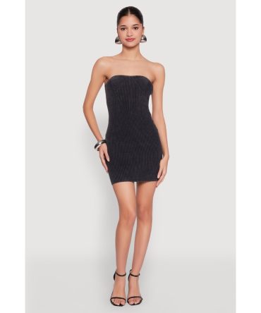 Ribbed Knit Mineral Wash Tube Dress