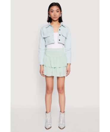 Spoon Jeans Smocked Waist Tiered Skirt