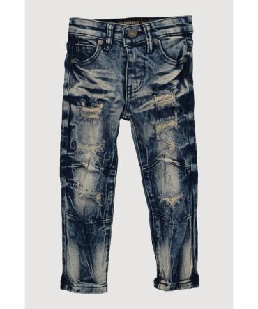 Toddler Boys Mineral Wash Distressed Whiskered Moto Jeans